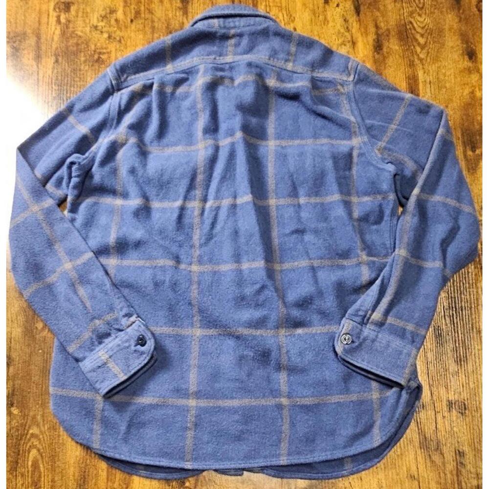 Wallace & Barnes Shirt Mens Blue Plaid Long Sleeve Flannel Pockets Size Medium - Picture 6 of 6